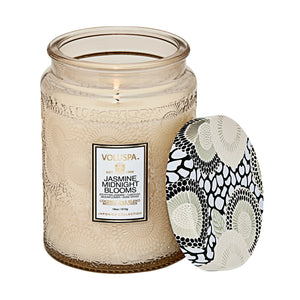 Large Glass Jar Candle - Jasmine Midnight Blooms 18oz