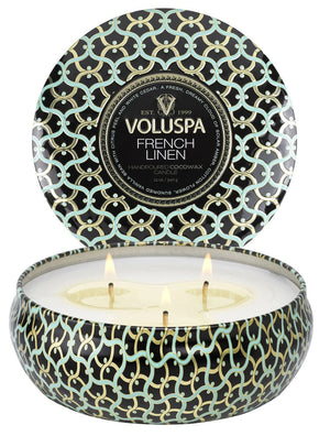 3 Wick Tin Candle - French Linen 12oz