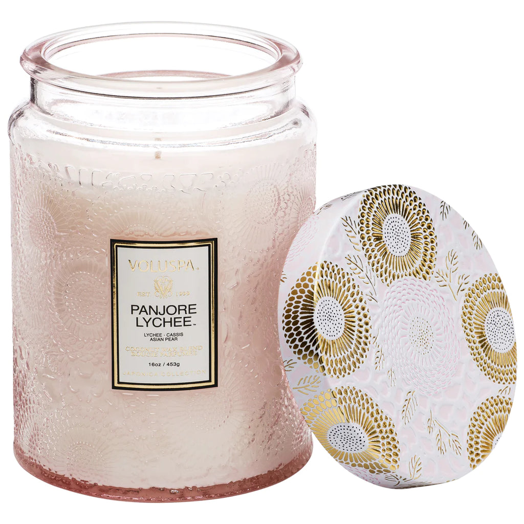 Large Glass Jar Candle - Panjore Lychee 16oz
