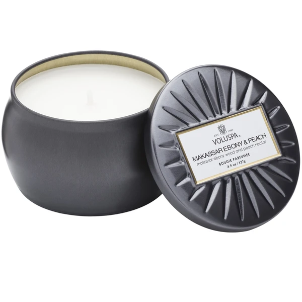 Mini Tin Candle - Makassar Ebony & Peach 4.5oz