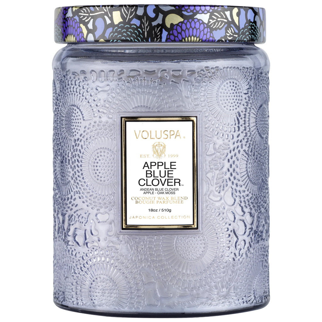 Large Glass Jar Candle - Apple Blue Clover 18oz