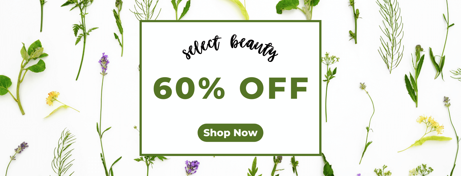 Select Beauty sale banner offering 60% off with Shop Now button