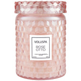 JP Large Embossed Glass Jar 18oz-Rose Otto