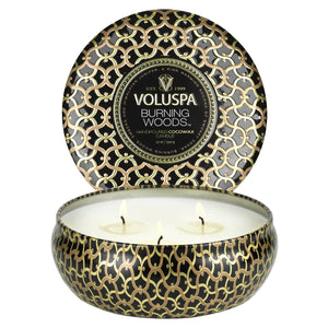 3 Wick Tin Candle -  Burning Woods 12oz