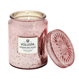 Large Glass Jar Candle - Sparkling Rose 18oz