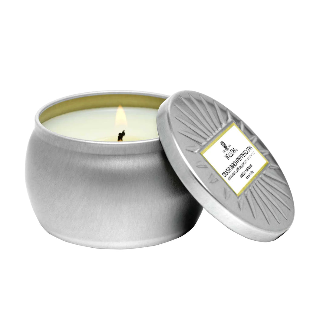 Mini Tin Candle - Silver Birch Peppercorn 4.5oz