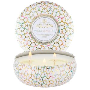 3 Wick Tin Candle - Wildflowers 12oz